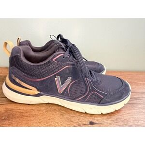 Vionic Walker Side Navy Blue Suede Mesh Walking Shoes Womens‎ Support Travel